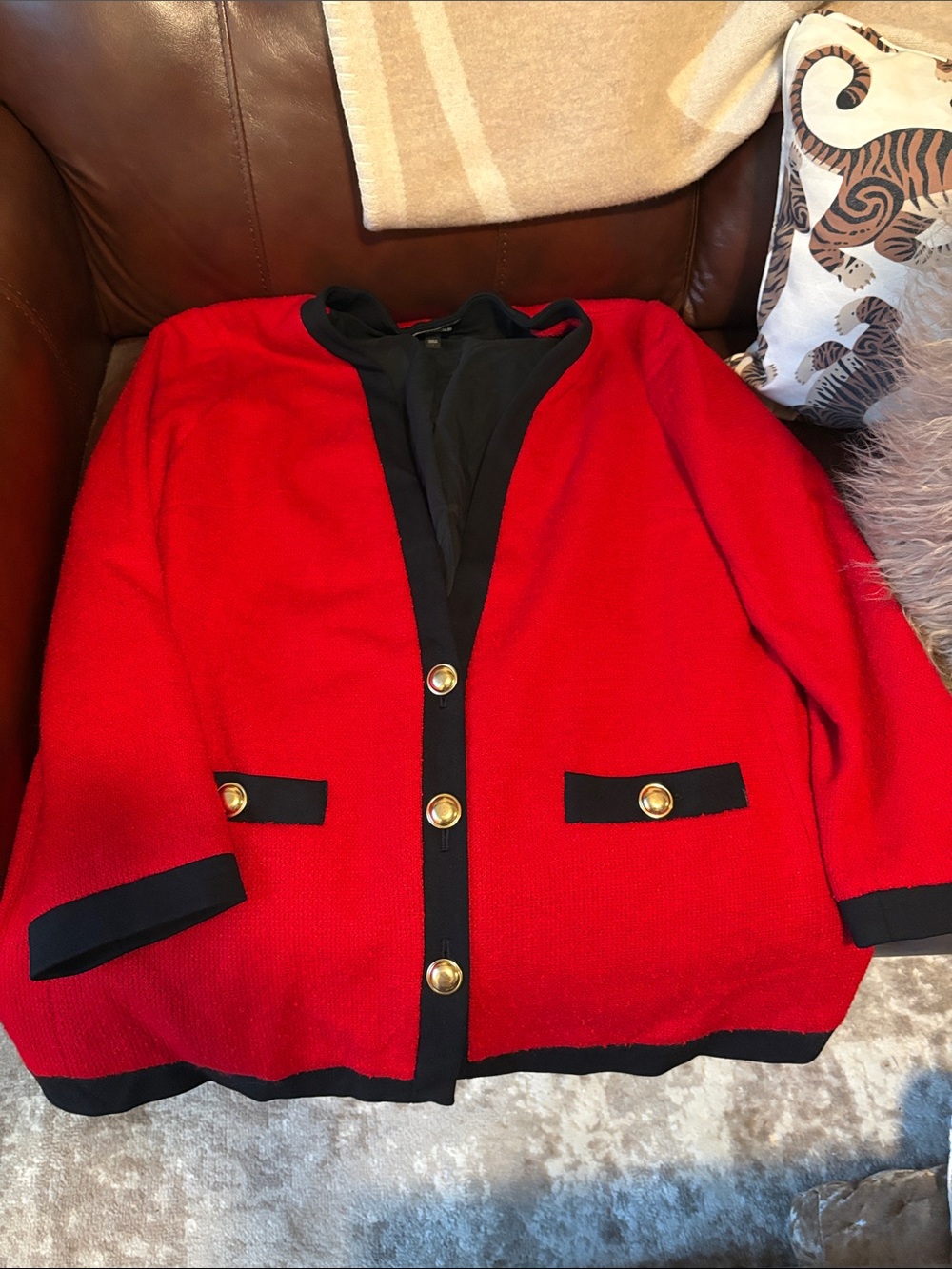 EXPRESS Classic Women's Red & Black Button Cardigan Jacket L